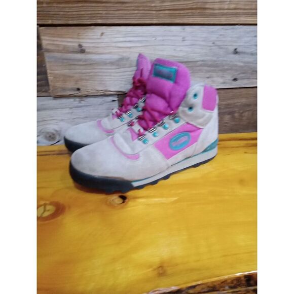 Vasque Hiking Boots Womens Size 6 Pink and Teal Suede 7404 Vintage - Picture 3 of 13